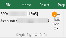 Screen capture showing the Single Sign-On Info group in the ribbon.